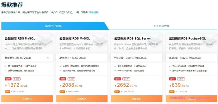 阿里云双11数据库会场:MySQL/Redis限量抢购11.11元/年,爆款规格6.5折起(图4) 阿里云双11数据库会场:MySQL/Redis限量抢购11.11元/年,爆款规格6.5折起(图4)