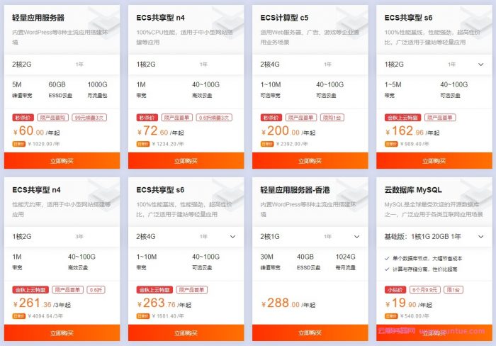 阿里云轻量云服务器活动:2核/2G/5M带宽/60GB ESSD/1T流量,60元/年(图1) 阿里云轻量云服务器活动:2核/2G/5M带宽/60GB ESSD/1T流量,60元/年(图1)