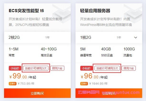 阿里云服务器99一年,2核2G突发性能型t6仅99元/年(图1) 阿里云服务器99一年,2核2G突发性能型t6仅99元/年(图1)