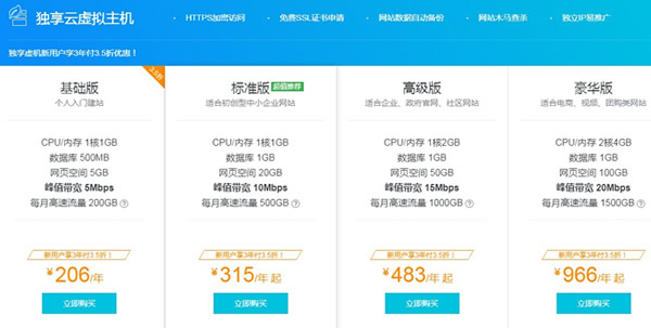阿里云独享云虚拟主机3年仅3.5折优惠(图2) 阿里云独享云虚拟主机3年仅3.5折优惠(图2)