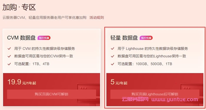 腾讯云新春采购:轻量云服务器云硬盘数据盘,1TB空间,年付19.9元(图1) 腾讯云新春采购:轻量云服务器云硬盘数据盘,1TB空间,年付19.9元(图1)
