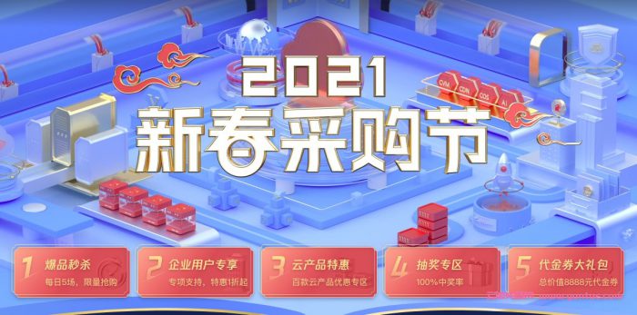 2021年腾讯云开年采购季：云服务器1核2G仅95元/年,限时代金券领取(图1)
