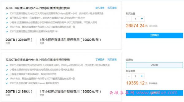 腾讯云小程序云直播&amp;云点播插件降价,200TB流量包免1年小程序插件授权费用(图2)