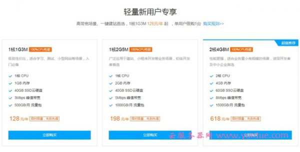 腾讯云轻量应用服务器Lighthouse 1核1G3M限时128元/年起(图2)