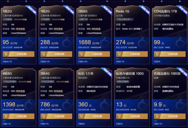 腾讯云618活动:云服务器爆品秒杀 1核2G首年95元(图2) 腾讯云618活动:云服务器爆品秒杀 1核2G首年95元(图2)