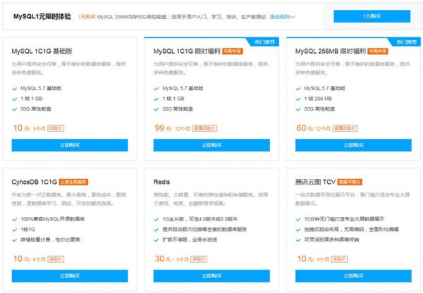 腾讯云mysql数据库优惠活动 2.5折起，新用户1元购买(图1)