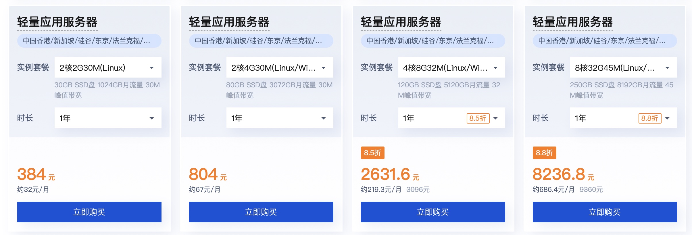 腾讯云：4M 2核 2G的轻量应用服务器， 特惠65元/年