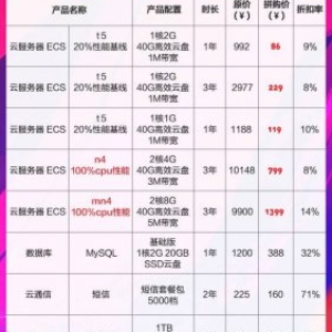 2019双11阿里云拼团必买推荐 新用户1折起购 错过再等一年!