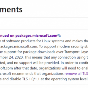 微软Linux软件存储库9月24日起将不再支持 TLS 1.0/1.1
