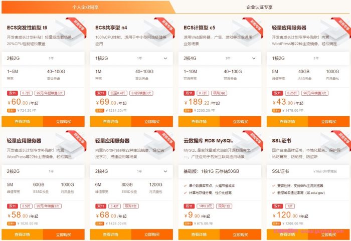 阿里云：双11活动,5M带宽轻量应用服务器仅58元+登录可抽机械键盘(图2)