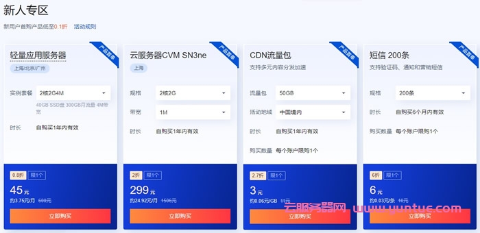 腾讯云618活动：轻量云服务器2核2G4M仅45元/年起,更有免费代金券(图3)